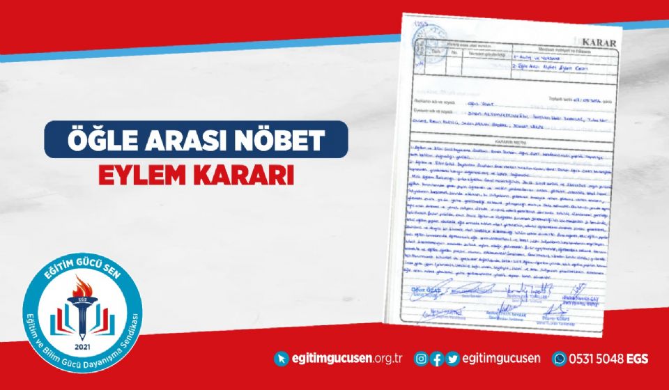 2026 Öğle Arası Nöbet Eylem Kararı