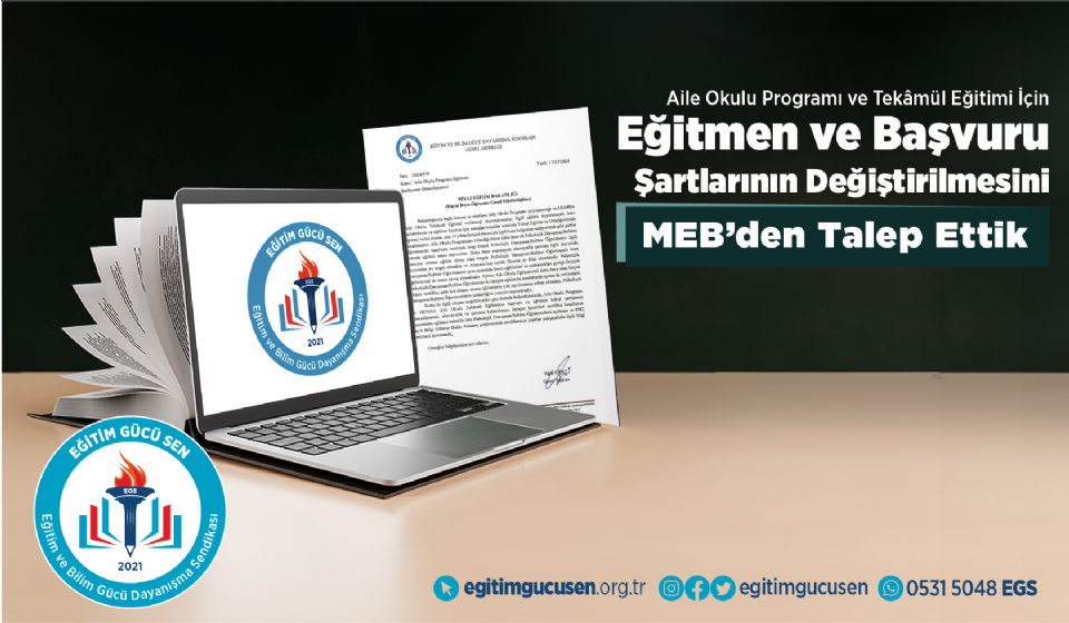 Aile Okulu Programı ve Tekamül Eğitimi için Eğitmen ve Başvuru Şartlarının Değiştirilmesini MEB'den Talep Ettik