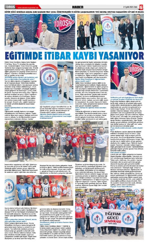 Aksu'dan Öğretmenler İtibar Kaybı Yaşıyor Çağrısı - TOROS Gazete