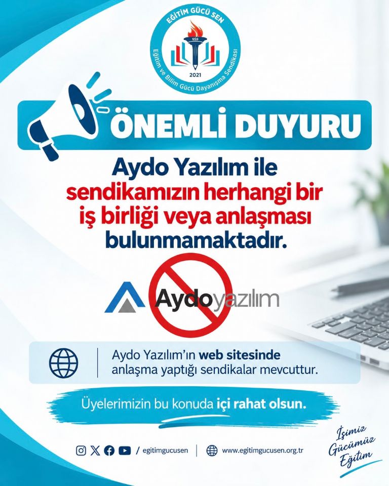 Aydoyazılım İle Herhangi Bir İş Birliğimiz Bulunmamaktadır