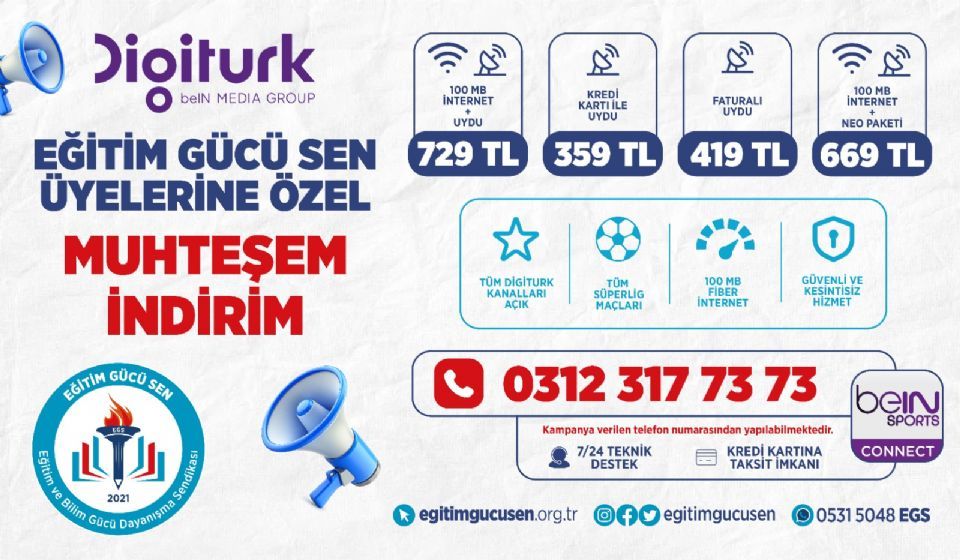 Eğitim Gücü Sen Üyelerine Digiturk’ten Özel İndirim Fırsatı!