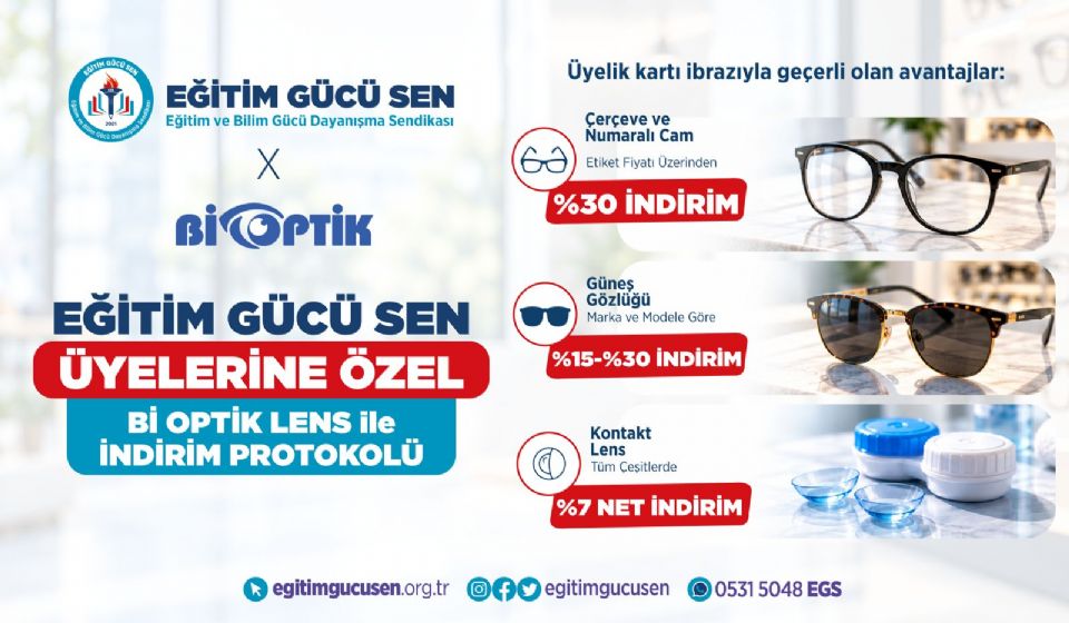Eğitim Gücü-Sen Üyelerine Özel Bi Optik Lens İndirim Protokolü İmzalandı Eğitim Gücü-Sen Üyelerine Özel Bi Optik Lens İndirim Protokolü İmzalandı