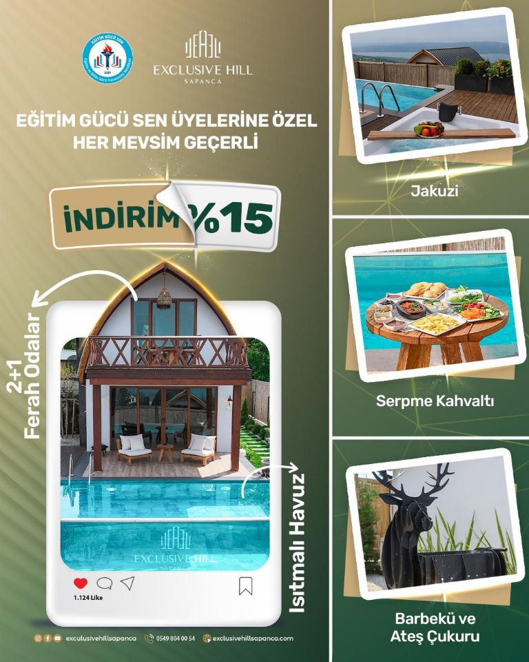 Exclusive Hill Sapanca ile Üyelerimize Özel İndirim Anlaşması İmzaladık!
