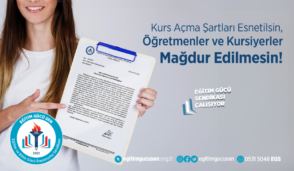 Halk Eğitim Merkezlerinde Kurs Açma Koşullarının İyileştirilmesi Ve Öğretmen, Usta Öğretici Ve Kursiyelerin Mağduriyetlerinin Giderilmesi İçin MEB'den Talepte Bulunduk!