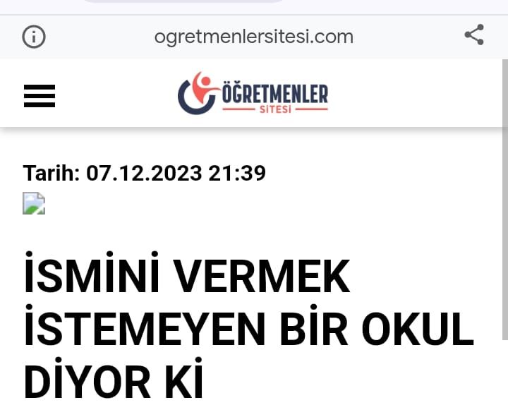 İsmini Vermek İstemeyen Bir Okul Diyor Ki