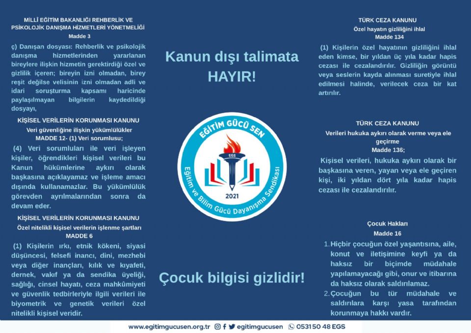 Kanun Dışı Talimata Hayır!