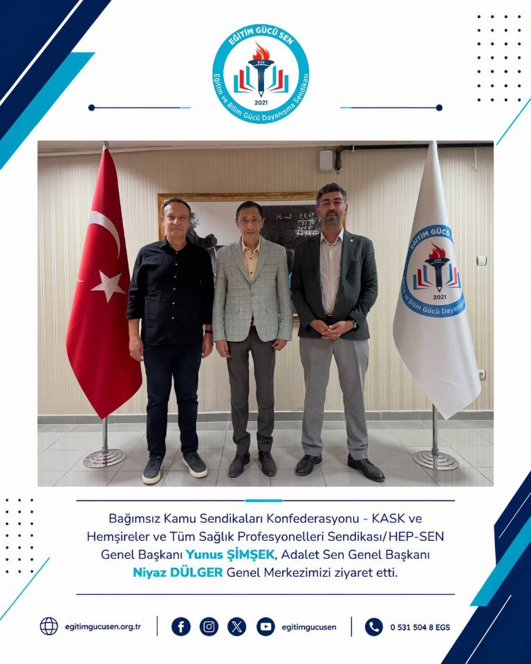 KASK ve HEP-SEN Genel Başkanı Yunus ŞİMŞEK ile Adalet Sen Genel Başkanı Niyaz DÜLGER’i Genel Merkezimizde ağırladık.