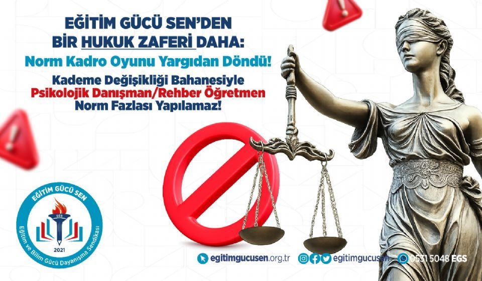 Norm Kadro Oyunu Yargıdan Döndü! Kademe Değişikliği Bahanesiyle Psikolojik Danışman/rehber Öğretmen Norm Fazlası Yapılamaz!