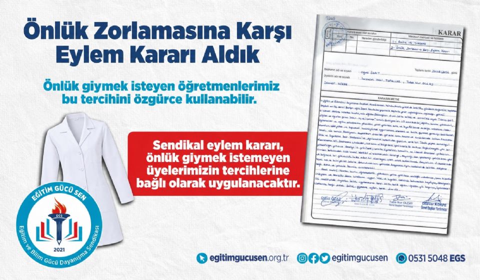 Önlük Zorlamasına Karşı Eylem Kararı Aldık
