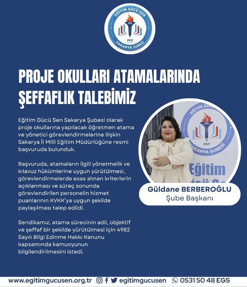 Proje Okulları Atamalarında Şeffaflık Talebimiz Proje Okulları Atamalarında Şeffaflık Talebimiz