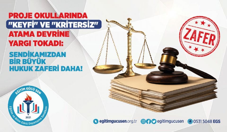 Proje Okullarında Keyfi Ve Kritersiz Atama Devrine Yargı Tokadı: Sendikamızdan Bir Büyük Hukuk Zaferi Daha!