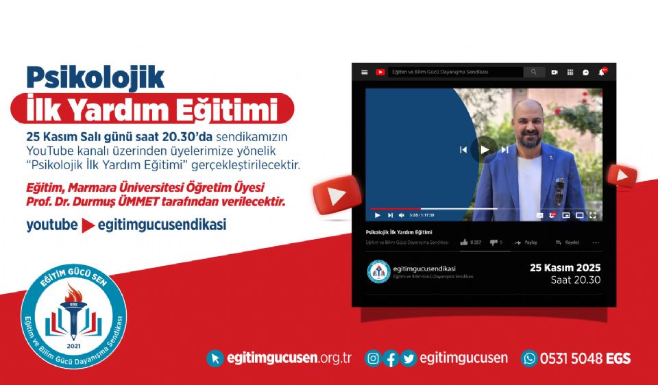 Psikolojik İlk Yardım Eğitimimiz Başlıyor!