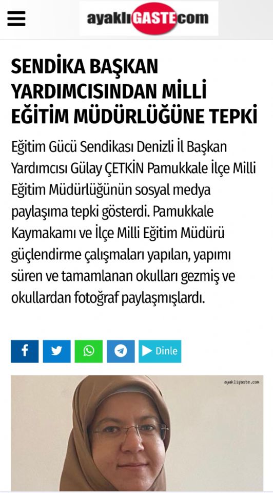 Sendika Başkan Yardımcısından Milli Eğitim Müdürlüğüne Tepki Sendika Başkan Yardımcısından Milli Eğitim Müdürlüğüne Tepki