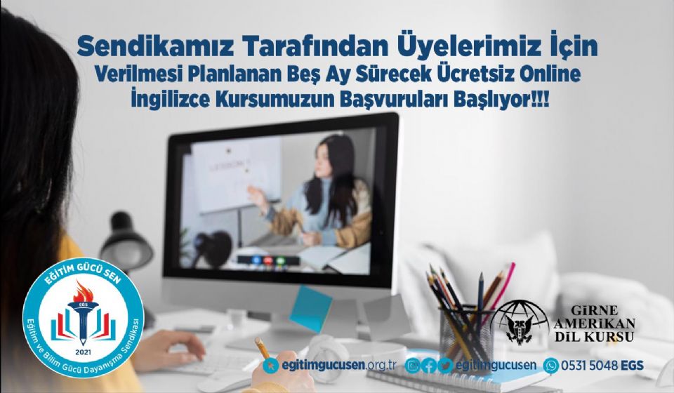 Sendikamız Tarafından Üyelerimiz Verilmesi Planlanan Beş Ay Sürecek Ücretsiz Online İngilizce Kursumuzun Başvuruları Başlıyor!