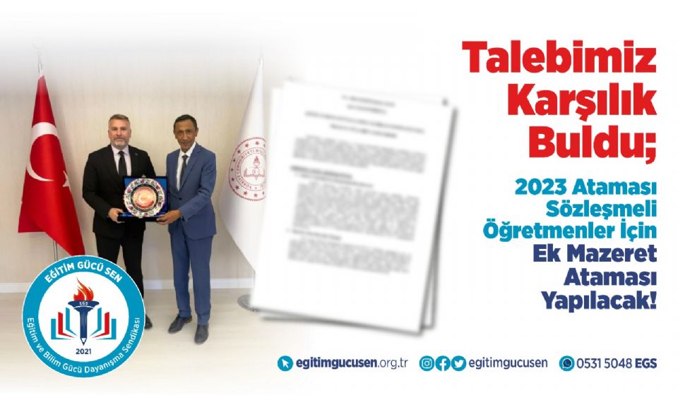 Talebimiz Karşılık Buldu; 2023 Ataması Sözleşmeli Öğretmenler İçin Ek Mazeret Ataması Yapılacak!