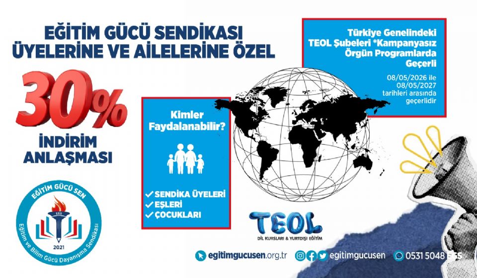 TEOL Dil Okulları ile Üyelerimize Özel İndirim Protokolü İmzaladık!