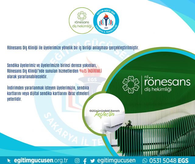 Üyelerimize Rönesans Diş Kliniği'nde %15 İndirim!