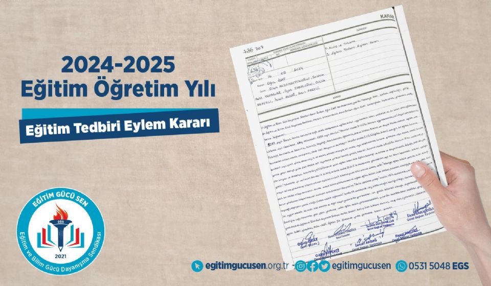 2024 2025 Eğitim Öğretim Yılı Eğitim Tedbiri Eylem Kararı