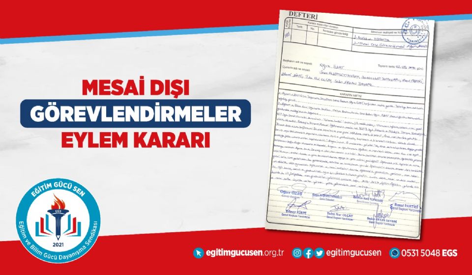 2026-2027 Mesai Dışı Görevlendirmeler Eylem Kararı