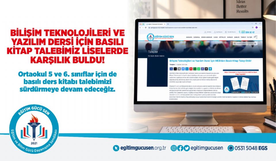 Bilişim Teknolojileri ve Yazılım Dersi İçin Basılı Kitap Talebimiz Liselerde Karşılık Buldu!