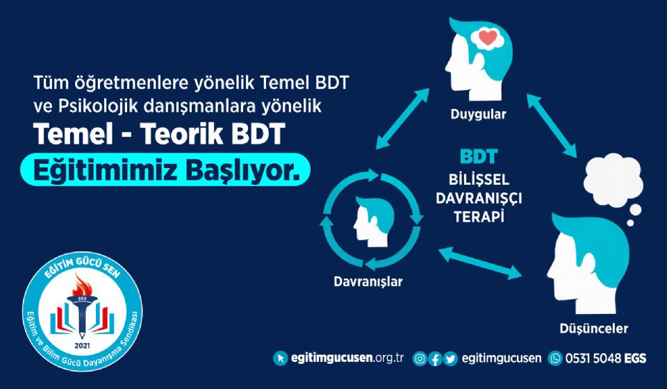 Bilişsel Davranışçı Terapi (BDT) Eğitimimiz Başlıyor!