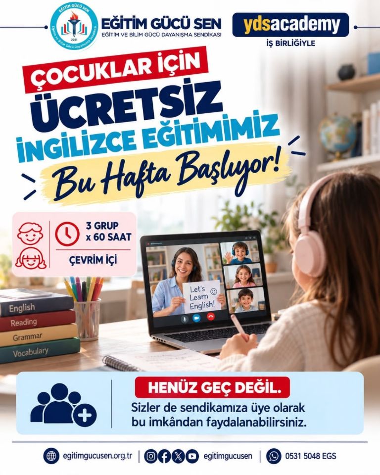 Çocuklar İçin Ücretsiz İngilizce Eğitimimiz Bu Hafta Başlıyor!
