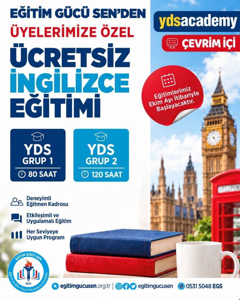 Eğitim Gücü Sen’den Üyelerimize Özel Ücretsiz İngilizce Eğitimi!