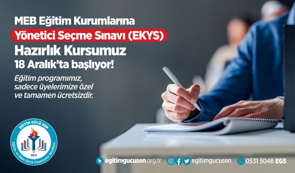 Eğitim Kurumlarına Yönetici Seçme Sınavı (EKYS) Hazırlık Kursumuz 18 Aralık'ta Başlıyor!