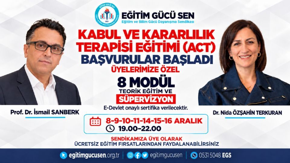 Kabul Ve Kararlılık Terapisi (act) Eğitimi Başlıyor!