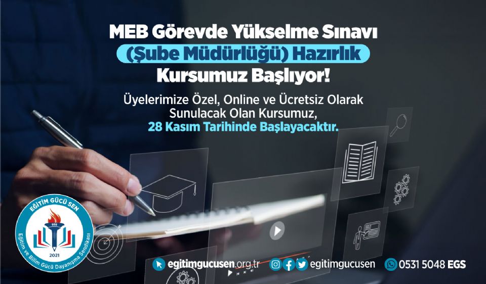 MEB Görevde Yükselme Sınavı (GYS) Şube Müdürlüğü Hazırlık Kursumuz Başlıyor!