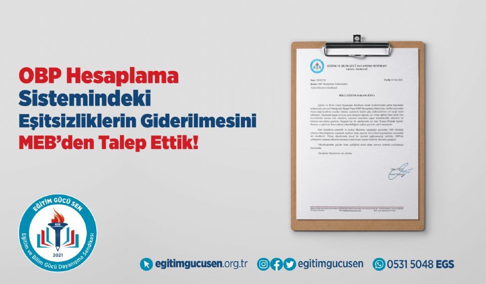 Obp Hesaplama Sistemindeki Eşitsizliklerin Giderilmesini Meb’den Talep Ettik!