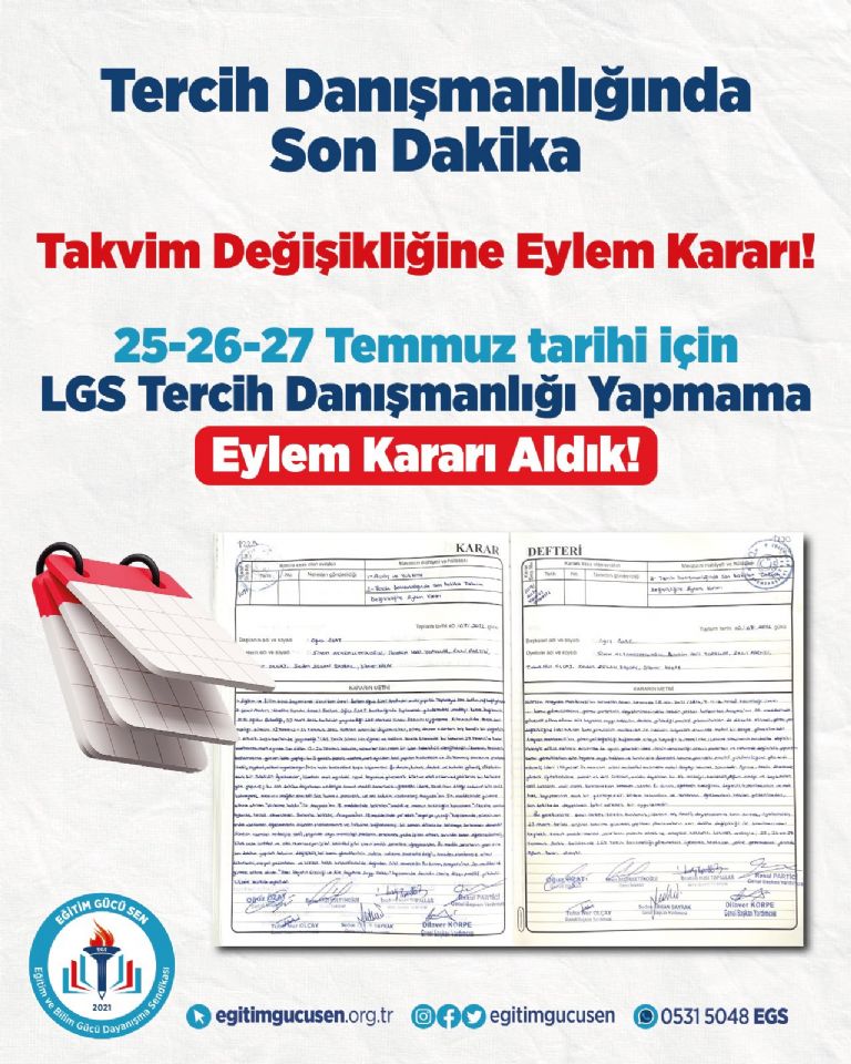 📢 Lgs Tercih Danışmanlığı Sürecine İlişkin Eylem Kararı
