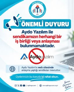 Aydoyazılım İle Herhangi Bir İş Birliğimiz Bulunmamaktadır