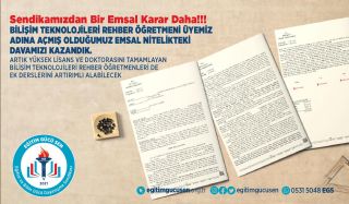 Bilişim Teknolojileri Rehber Öğretmeni Üyemiz Adına Açmış Olduğumuz Emsal Nitelikteki Davamızı Kazandık!