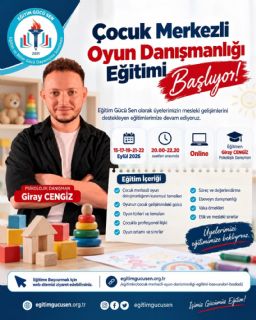 Çocuk Merkezli Oyun Danışmanlığı Eğitimimiz  Başlıyor!