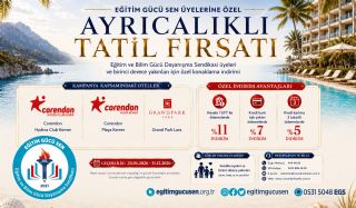 Eğitim Gücü Sen Üyelerine Corendon Ve Grand Park Lara Otellerinde Ayrıcalıklı Tatil İndirimi!