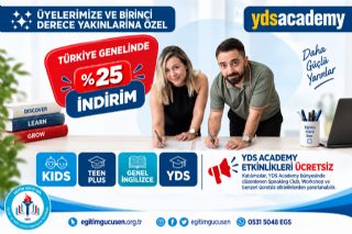 Eğitim Gücü Sen Üyelerine Ve Yakınlarına Yds Academy’de %25 İndirim!