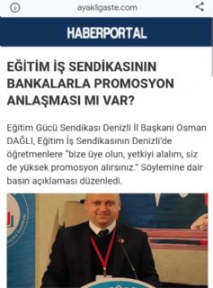Eğitim İş Sendikasının Bankalarla Promosyon Anlaşması Mı Var?
