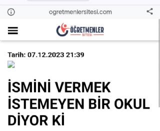 İsmini Vermek İstemeyen Bir Okul Diyor Ki