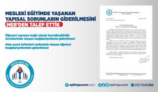 Mesleki Eğitimde Yaşanan Yapısal Sorunların Giderilmesini Meb’den Talep Ettik!