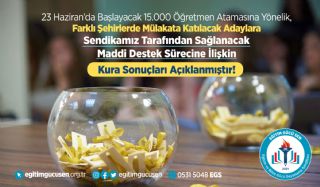 Mülakata Farklı Şehirde Girecek Öğretmen Adaylarımıza Sağlanacak Maddi Destek Sürecine İlişkin Kura Sonuçları Açıklanmıştır!