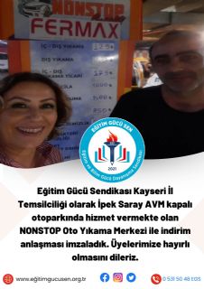 Nonstop Oto Yıkama Merkezi İle İndirim Anlaşması İmzaladık.