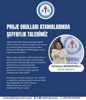 Proje Okulları Atamalarında Şeffaflık Talebimiz