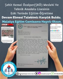 Şehit Kemal Özalper Mtal’nin Eski Yerinde Eğitim Öğretime Başlaması Yönündeki Talebimiz Karşılık Buldu.