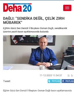 Sendika Değil Çelik Zırh Mübarek