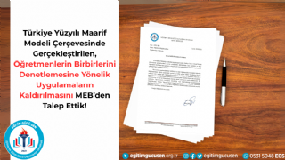 Türkiye Yüzyılı Maarif Modeli Çerçevesinde Gerçekleştirilen Öğretmenlerin Birbirlerini Denetlemesine Yönelik Uygulamaların Kaldırılmasını MEB’den Talep Ettik!