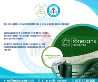 Üyelerimize Rönesans Diş Kliniği'nde %15 İndirim!